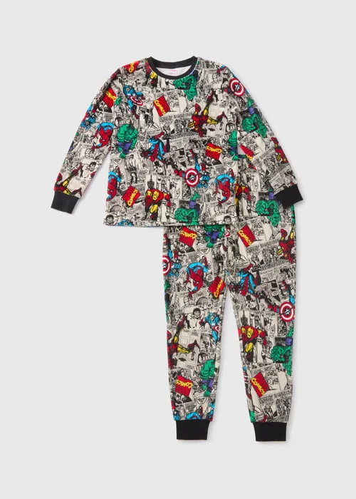 Marvel Kids Multicoloured Comic Fleece Pyjama Top & Bottom Set (4-13yrs) - Age 4 Years Image 1