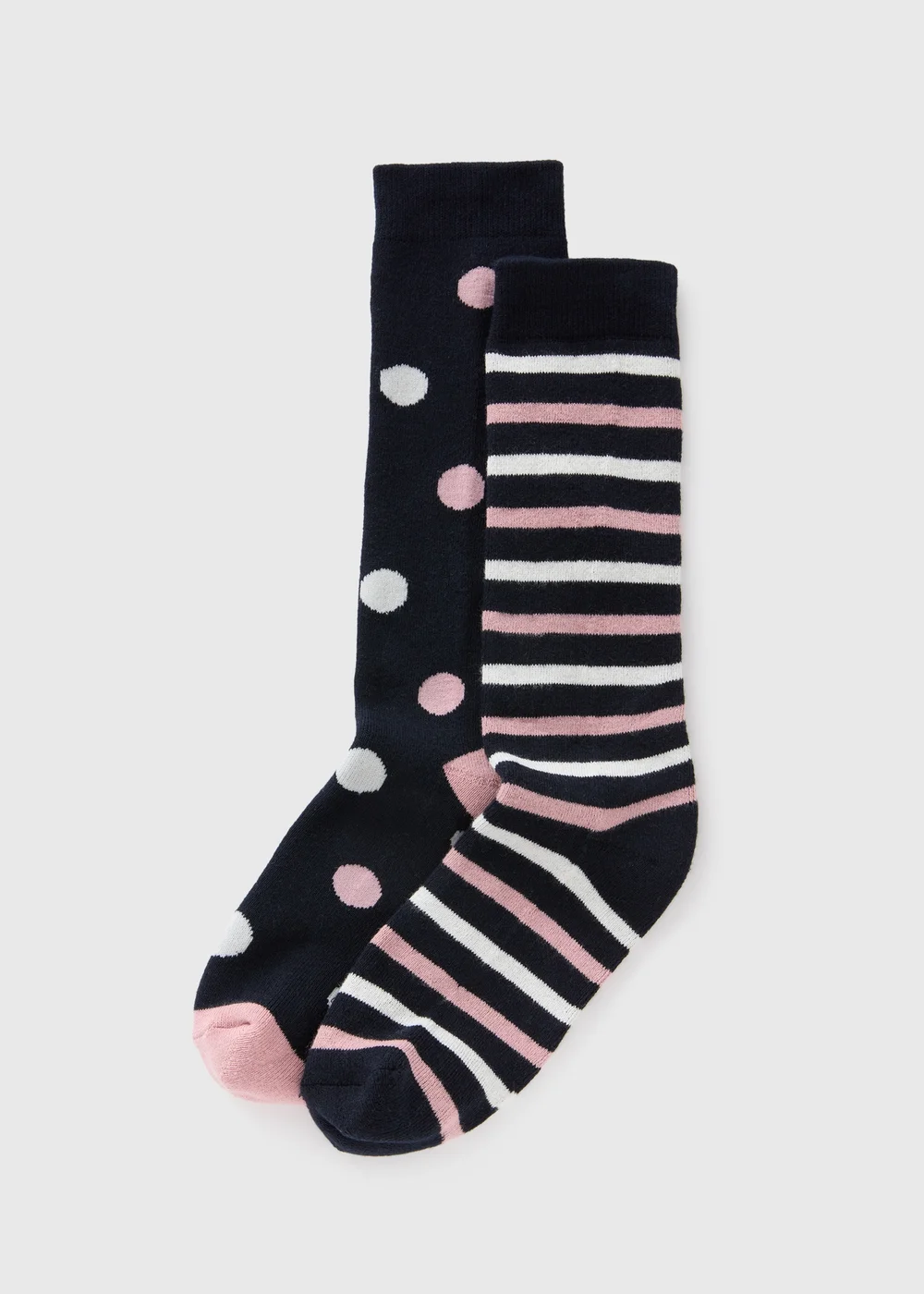 Navy Patterned Welly Socks - One Size Image 1