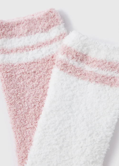 2 Pack Cream & Pink Cosy Socks - One Size Image 2