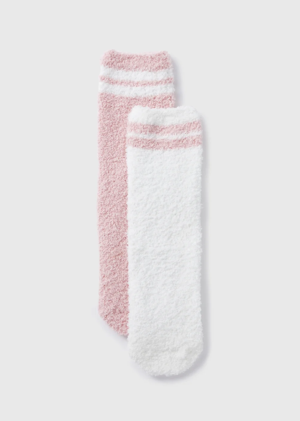 2 Pack Cream & Pink Cosy Socks - One Size Image 1