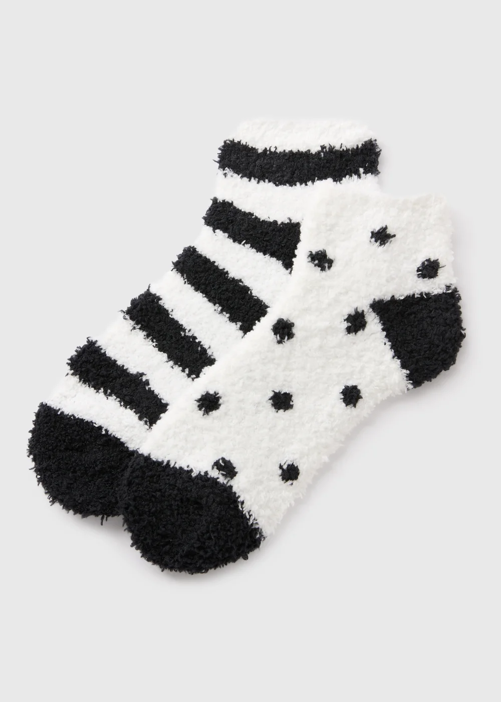 2 Pack Monochrome Stripe Cosy Socks - One Size Image 1