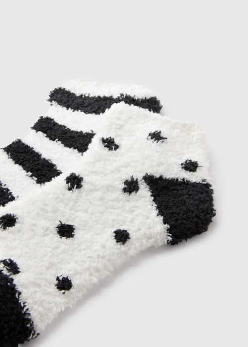 2 Pack Monochrome Stripe Cosy Socks - One Size Image 2