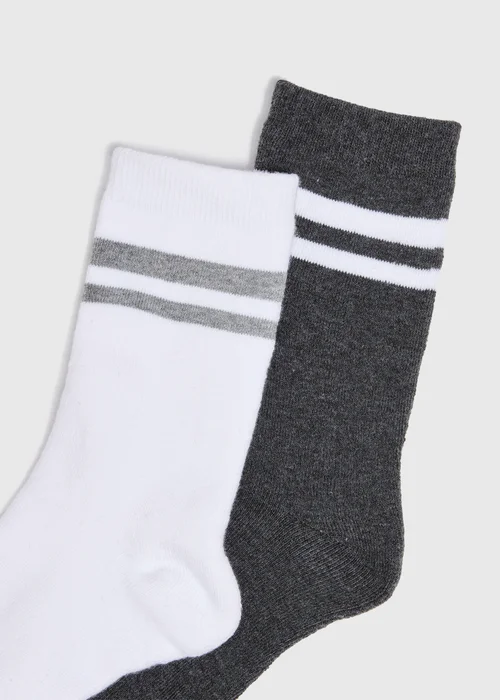 2 Pack Grey Stripe Thermal Socks - One Size Image 2