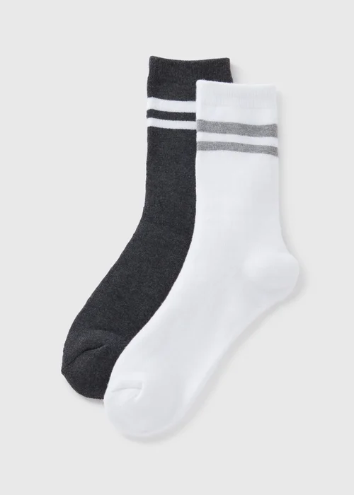 2 Pack Grey Stripe Thermal Socks - One Size Image 1