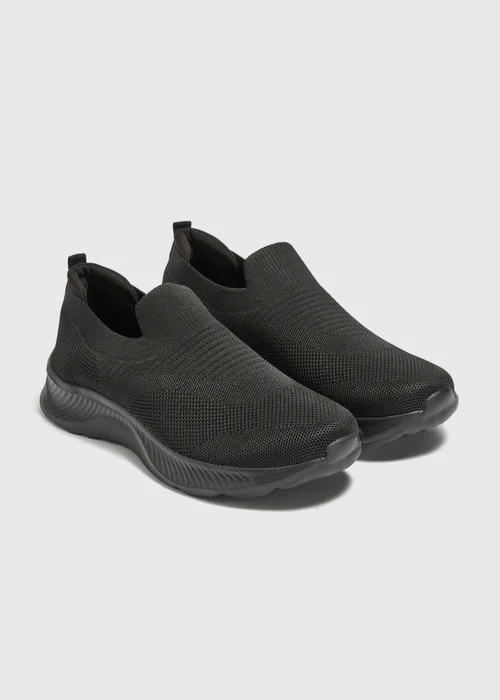Black Knit Slip On Trainers - Size 3 Image 1