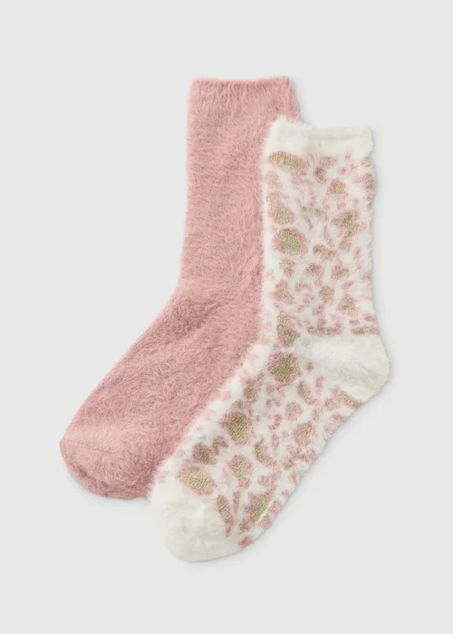 2 Pack Pink Cosy Animal Socks - One Size Image 1
