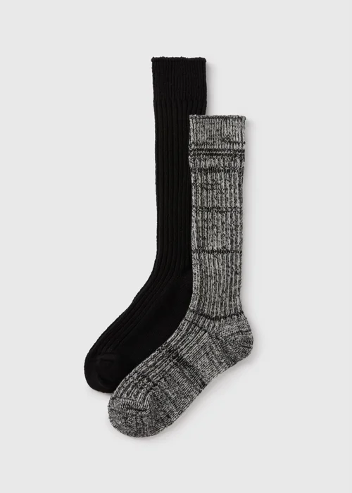 2 Pack Black Slouch Socks - One Size Image 1
