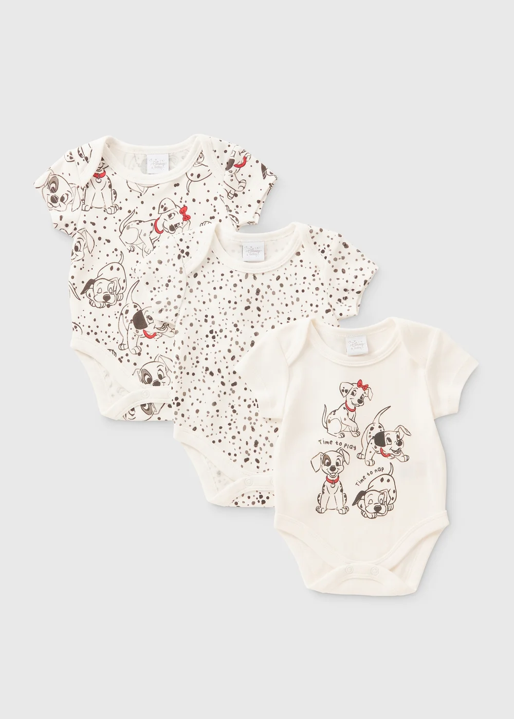 3 Pack Disney Baby 101 Dalmatians Bodysuits (Newborn-18mths) - 0-3 months Image 1