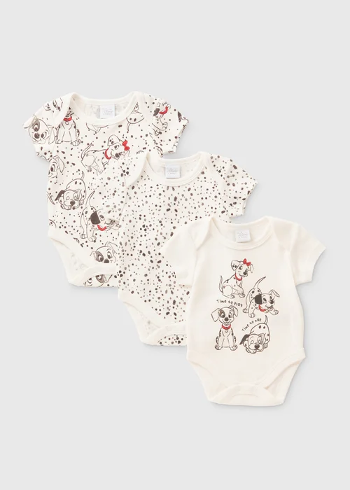 3 Pack Disney Baby 101 Dalmatians Bodysuits (Newborn-18mths) - 0-3 months Image 1