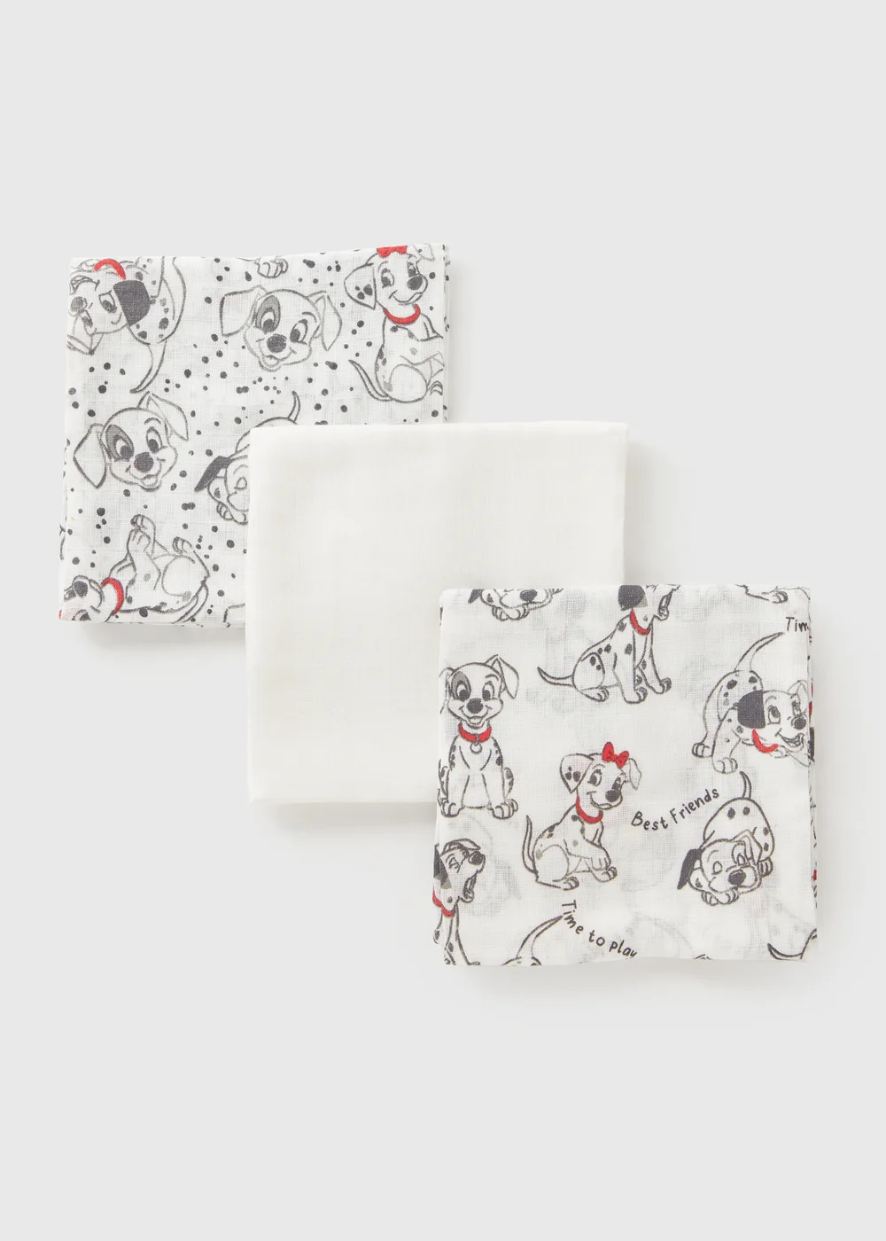 Disney 2 Pack Baby Cream Dalmatians Muslin Cloths - One Size Image 2