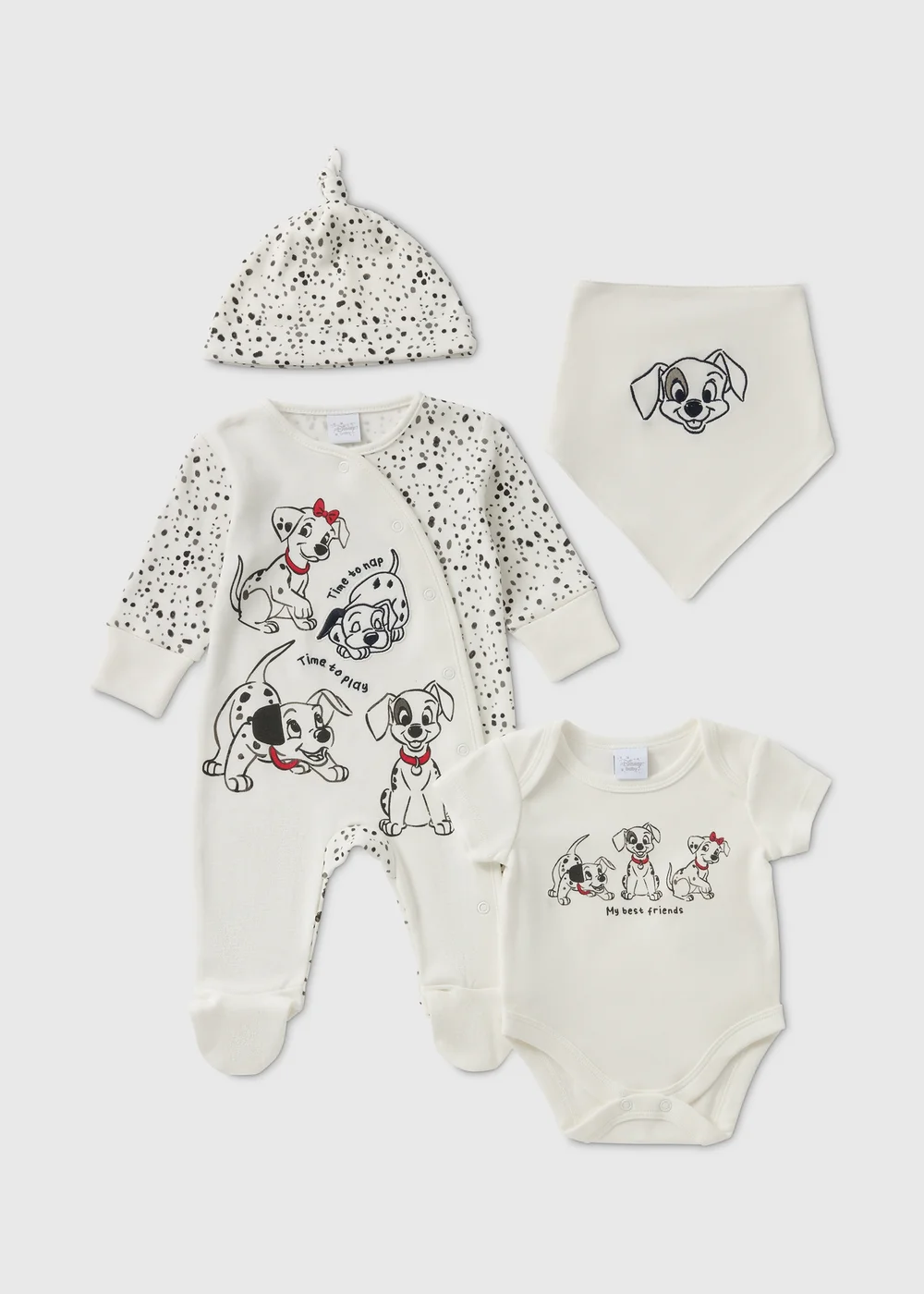 4 Piece Disney Baby Cream Dalmatians Starter Pack (Newborn-9mths) - Age 0 - 3 Months Image 1