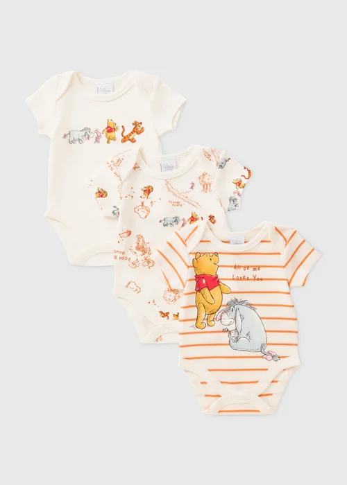3 Pack Winnie The Pooh Baby Bodysuits (Newborn-18mths) - 0-3 months Image 1