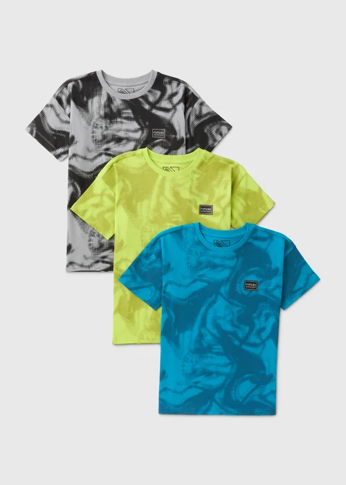 3 Pack Boys Blue Sports T-Shirts (7-15yrs) - 7 Yrs Image 1