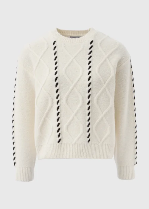 Cream Lace Up Detail Jumper - XS Image 4