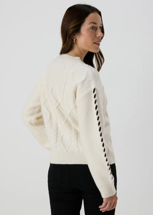 Cream Lace Up Detail Jumper - XS Image 2