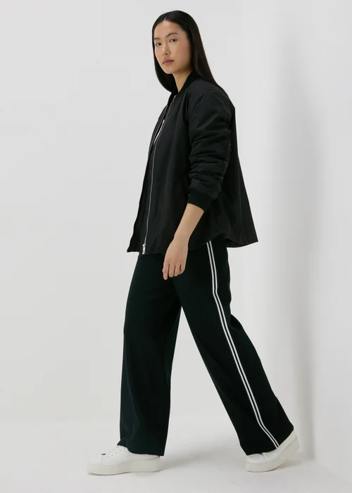 Black Side Stripe Wide Leg Trousers - 8 Image 1