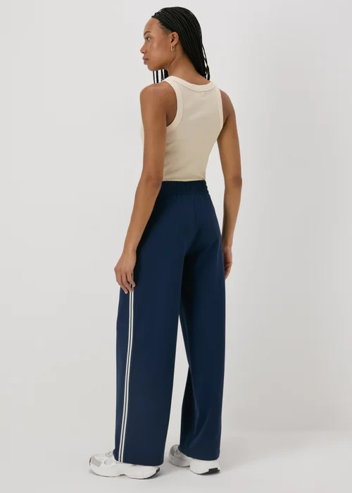 Navy Side Stripe Wide Leg Trousers - 8 Image 2