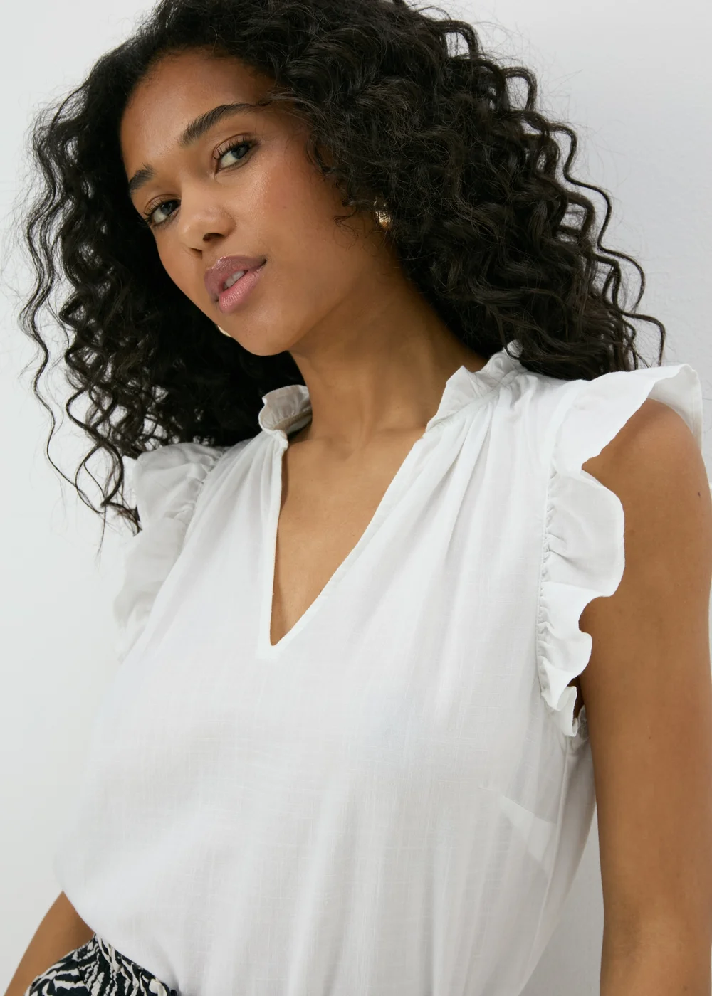 White Frill Sleeve Blouse - 8 Image 3