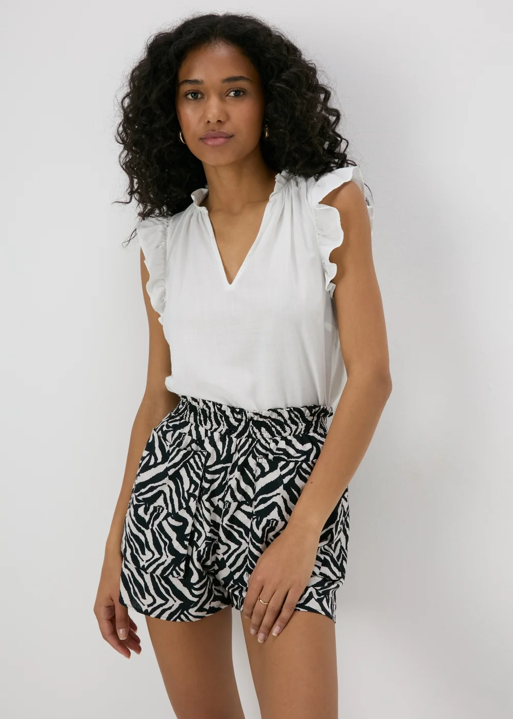 White Frill Sleeve Blouse - 8 Image 1