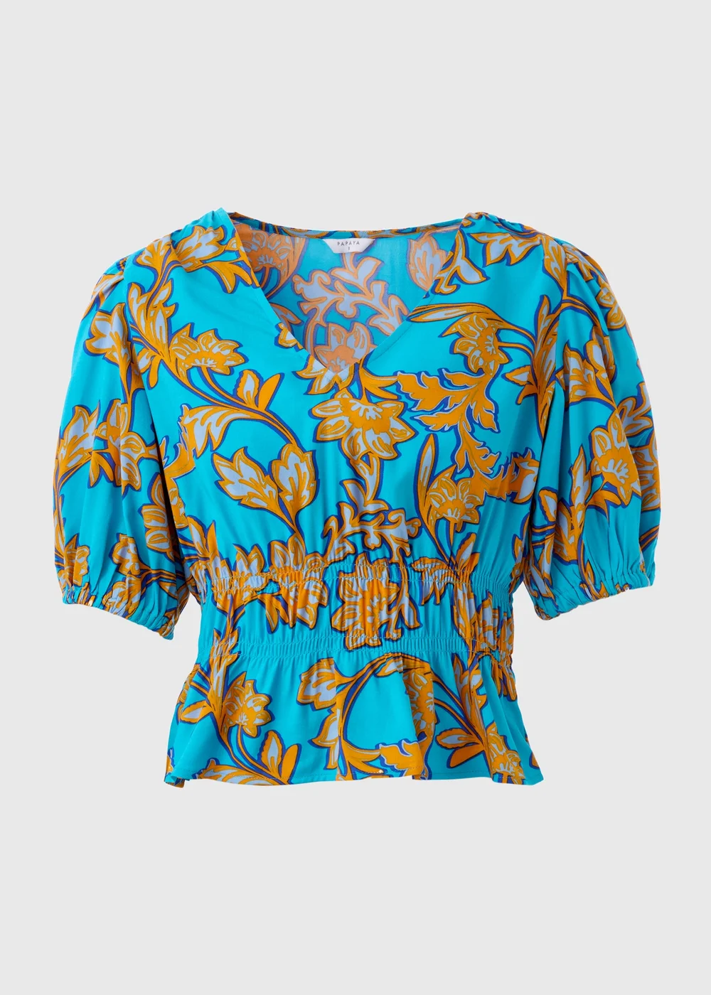 Turquoise Floral V-Neck Blouse - 8 Image 5