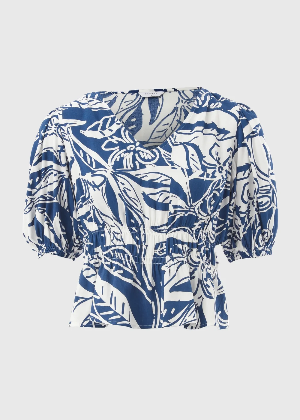Blue Floral V-Neck Blouse - 8 Image 5