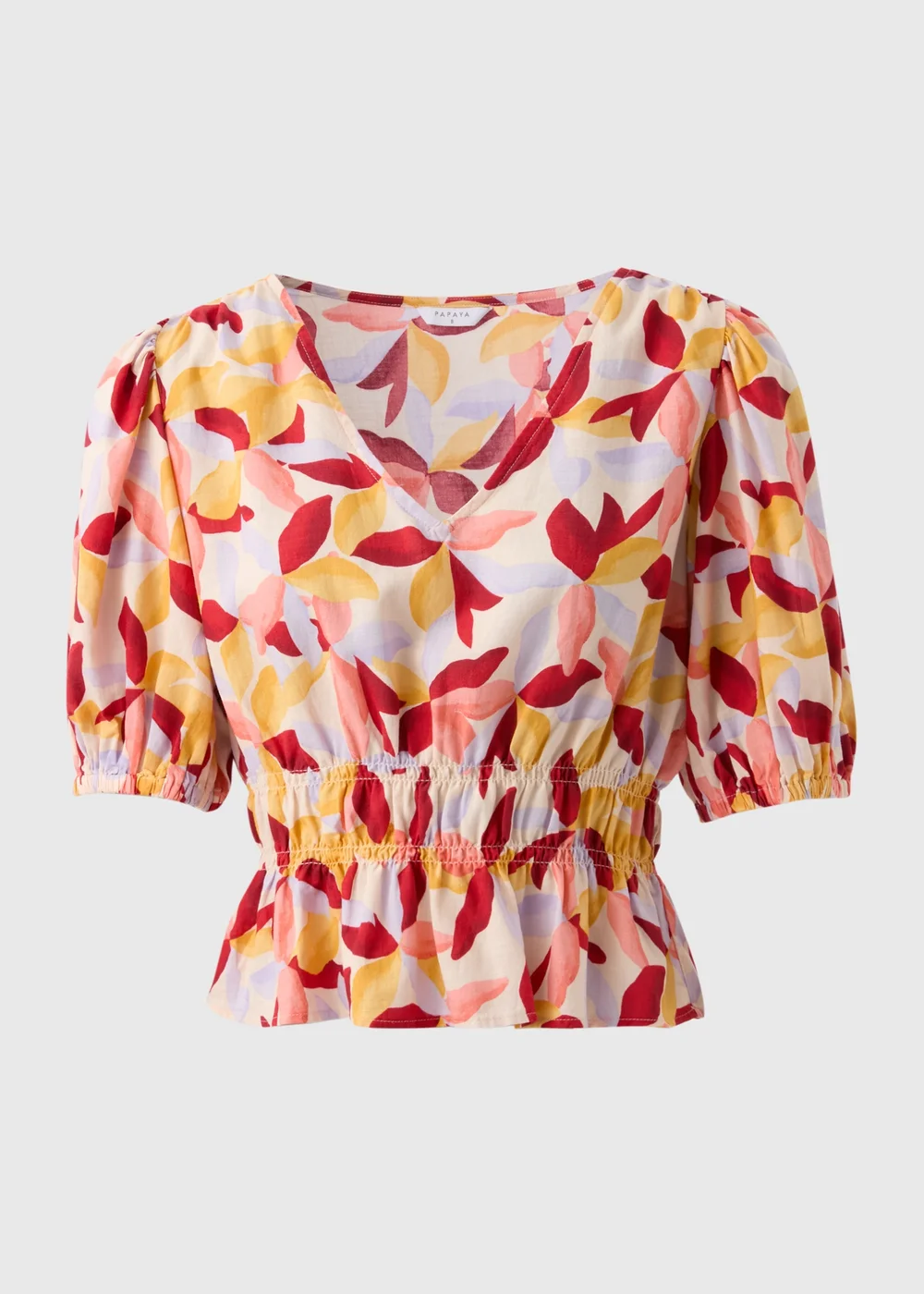 Multicolour Leaf Print V-Neck Blouse - 8 Image 5