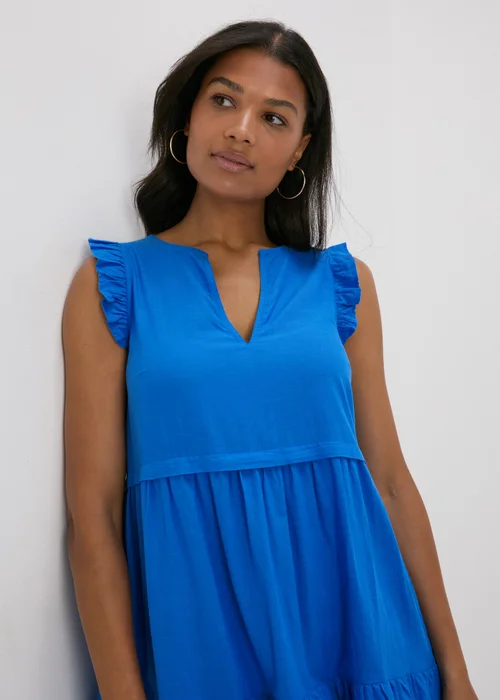 Blue Frill Tiered Mini Dress - 8 Image 3