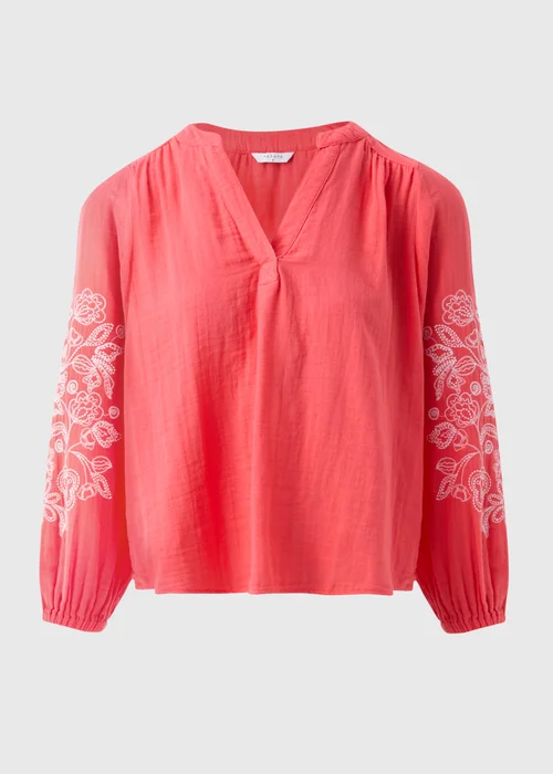 Red Embroidered Sleeve Blouse - 8 Image 5