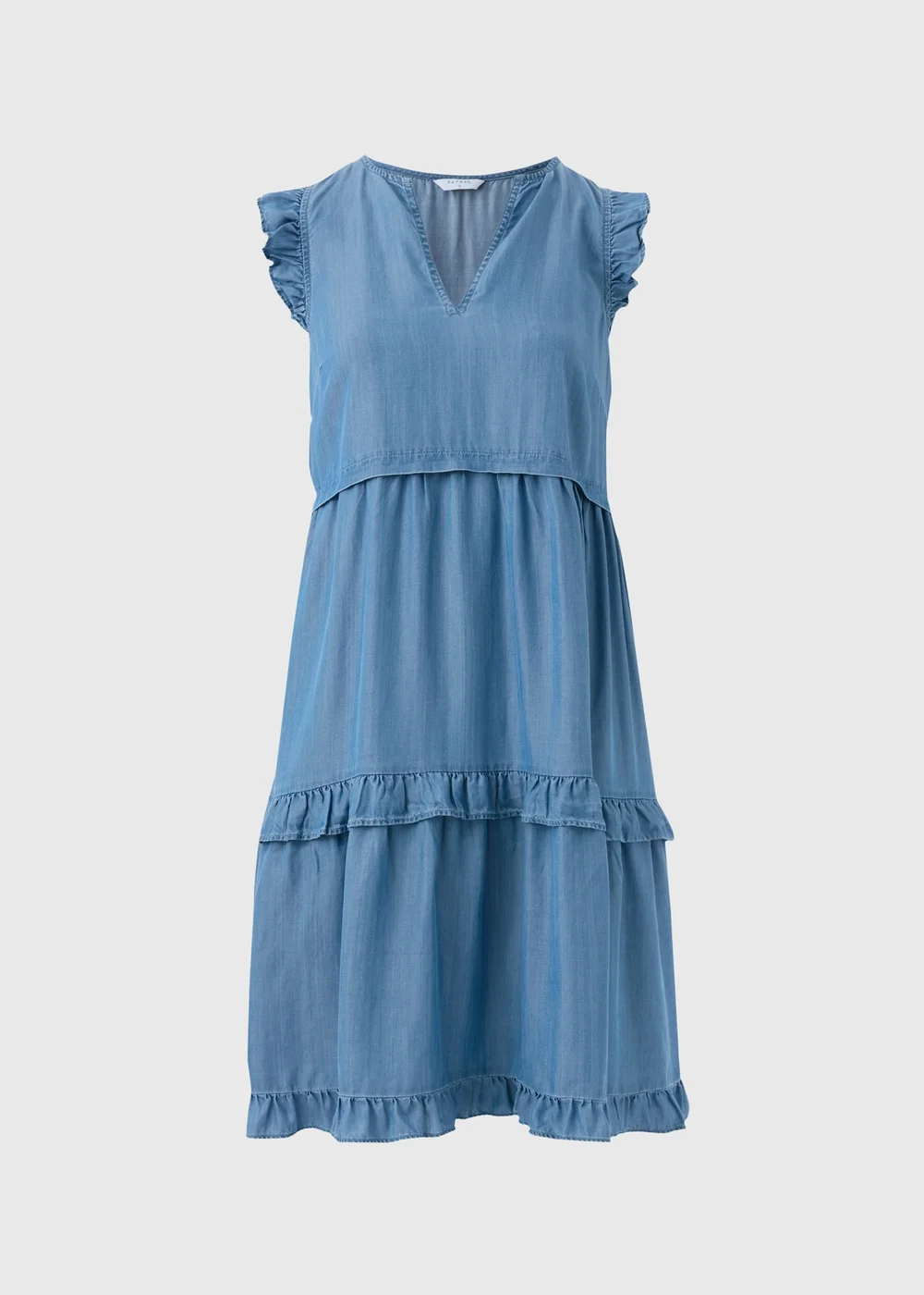 Denim Frill Tiered Mini Dress - 8 Image 5