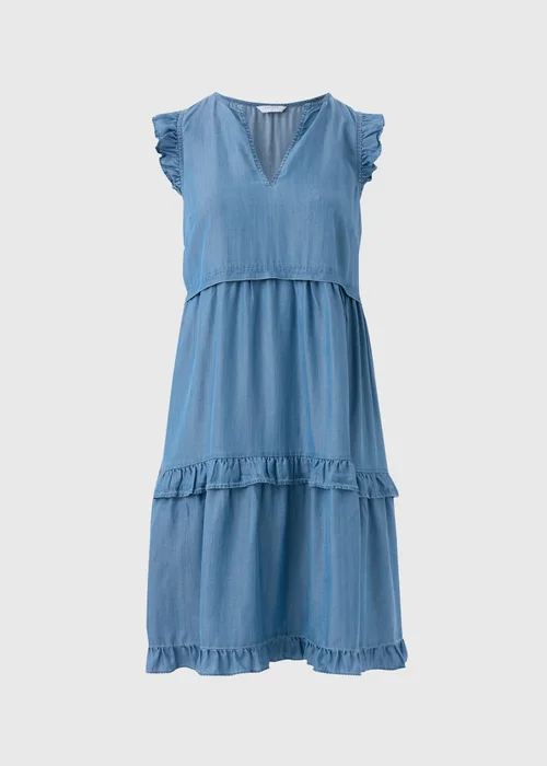 Denim Frill Tiered Mini Dress - 8 Image 5