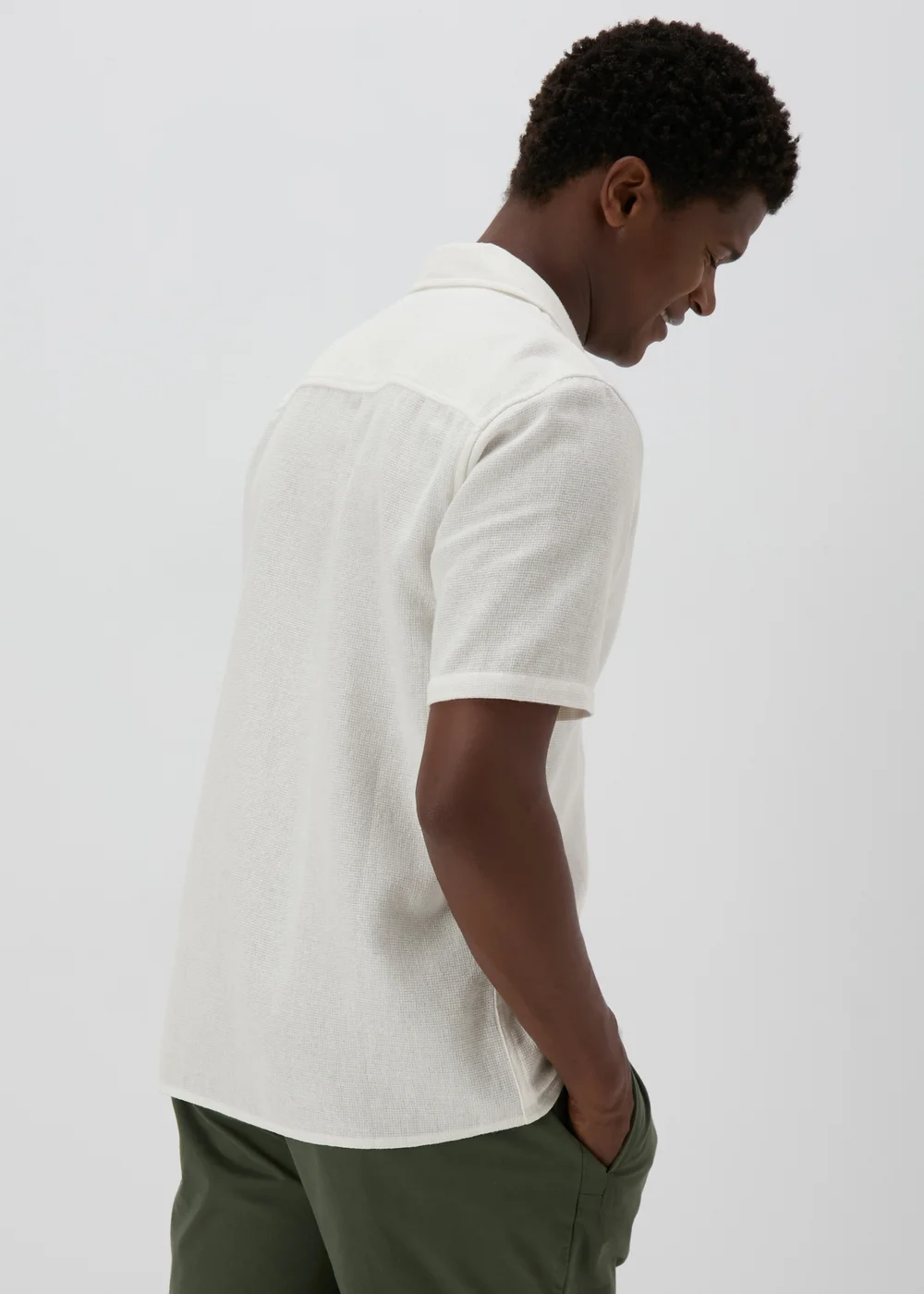 Ecru Textured Cloth Shirt - S Image 2