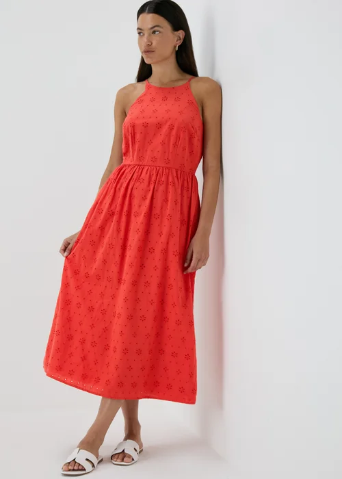 Red Racer Broderie Midi Dress - 8 Image 1