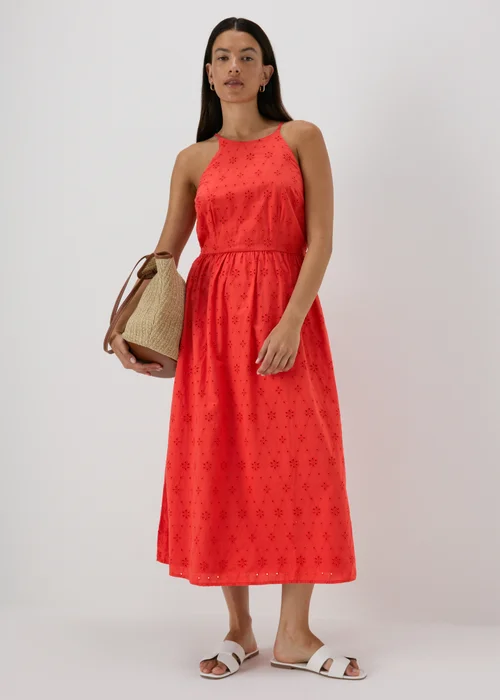 Red Racer Broderie Midi Dress - 8 Image 4