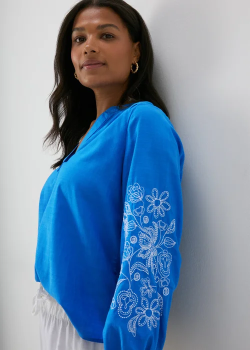 Blue Embroidered Blouse - 8 Image 3