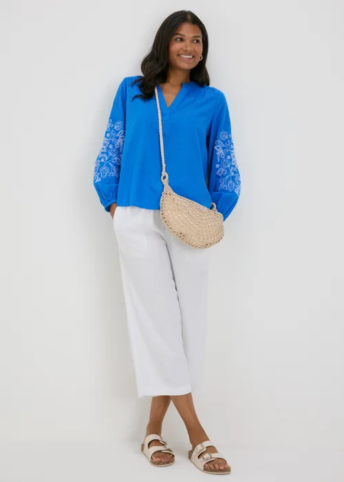 Blue Embroidered Blouse - 8 Image 4
