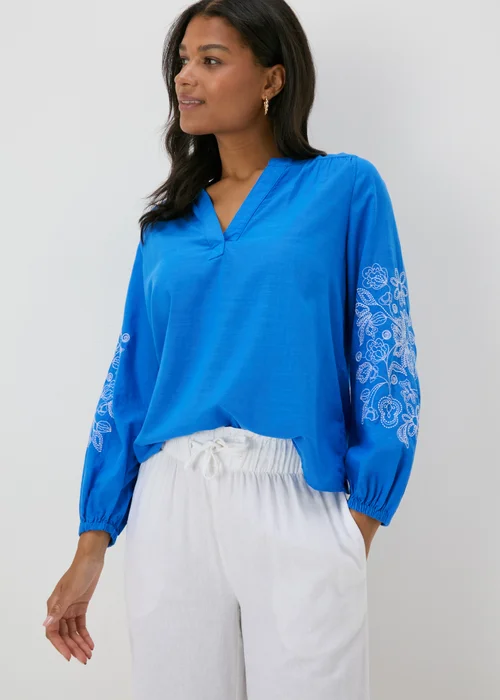 Blue Embroidered Blouse - 8 Image 1