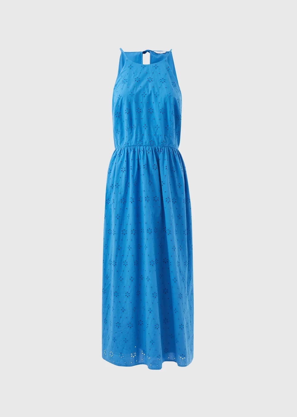 Blue Broderie Racer Neck Midi Dress - 8 Image 5