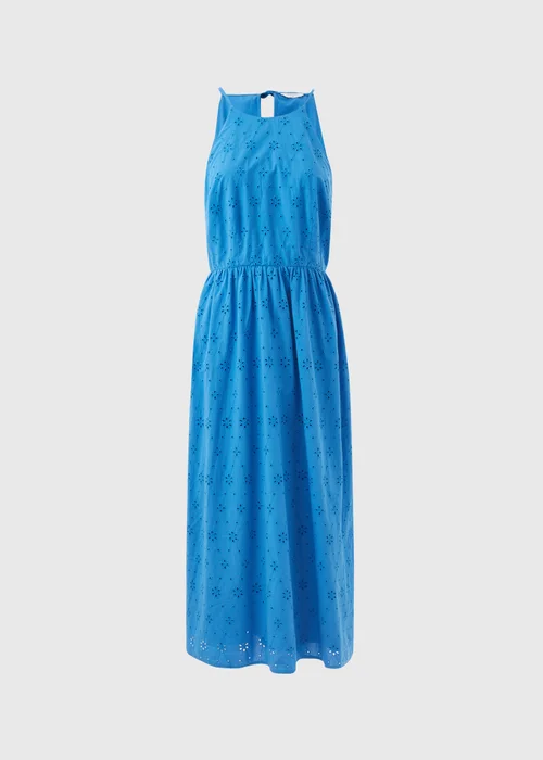 Blue Broderie Racer Neck Midi Dress - 8 Image 5
