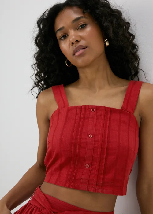Red Square Neck Dobby Top - Size 8 Image 1