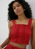 Red Square Neck Dobby Top - Size 8 Image 1