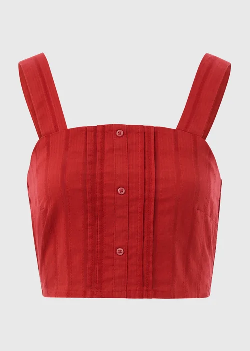 Red Square Neck Dobby Top - Size 8 Image 5