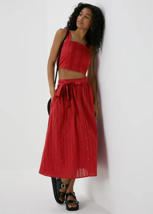 Red Square Neck Dobby Top - Size 8 Image 4