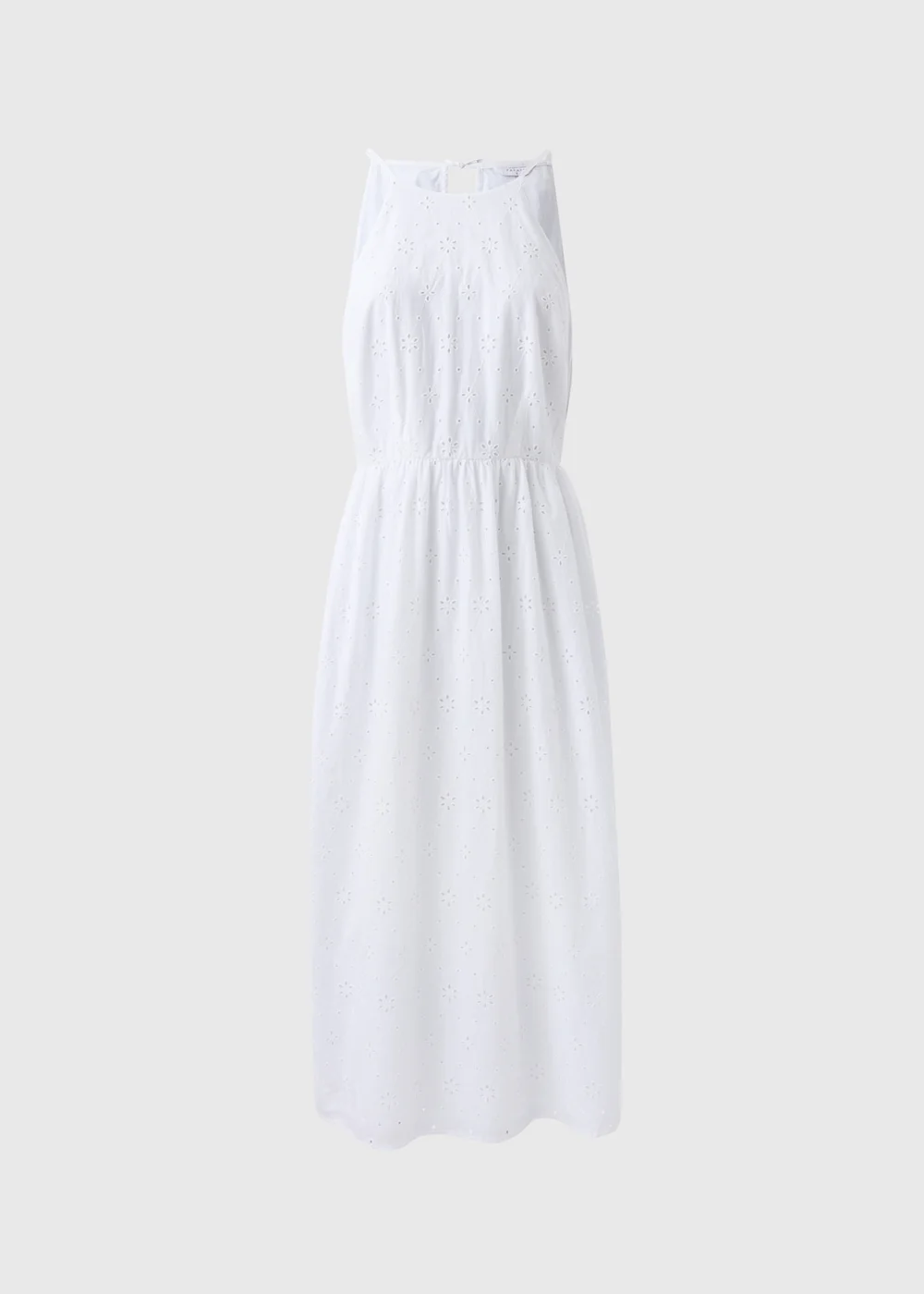 White Broderie Racer Neck Midi Dress - 8 Image 5