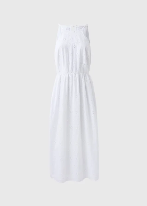 White Broderie Racer Neck Midi Dress - 8 Image 5