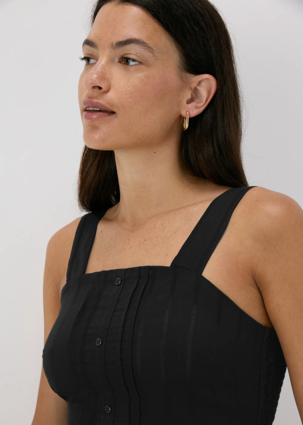 Black Square Neck Dobby Top - 8 Image 3