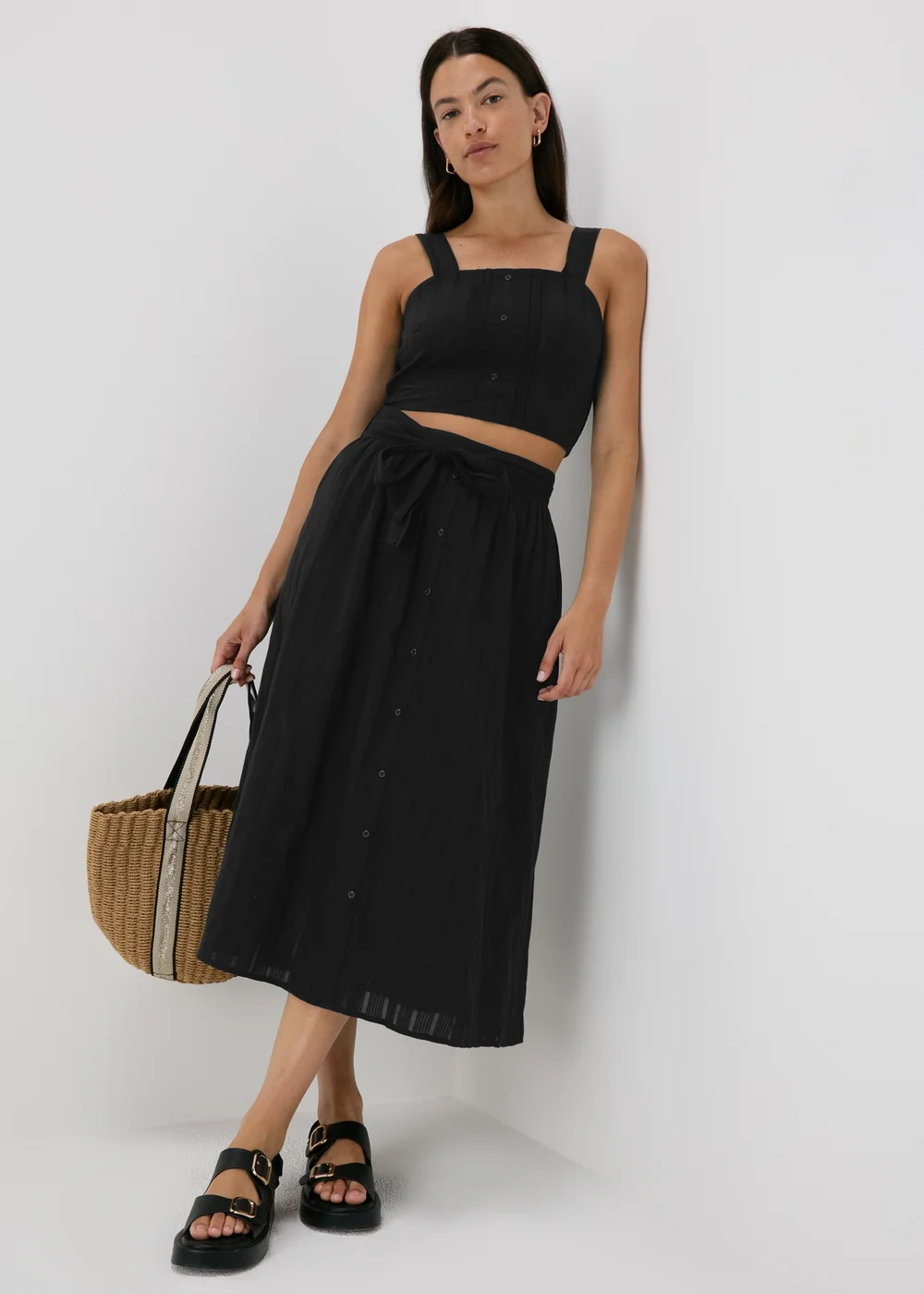 Black Square Neck Dobby Top - 8 Image 4