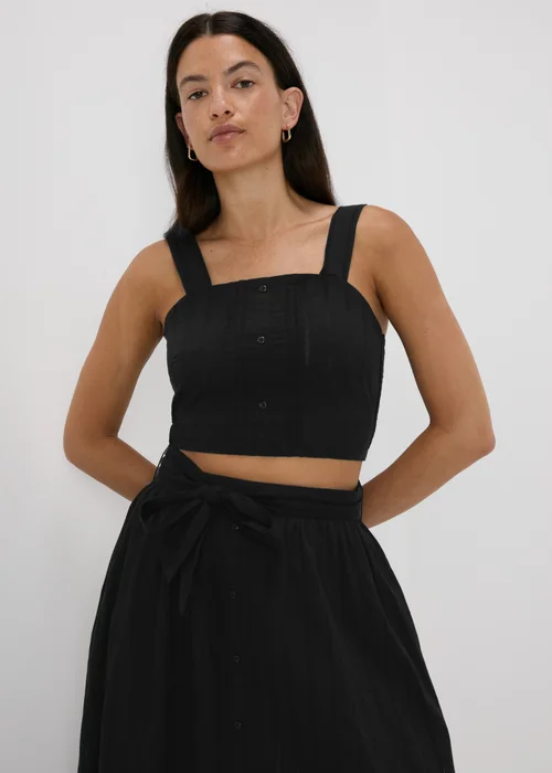 Black Square Neck Dobby Top - 8 Image 1
