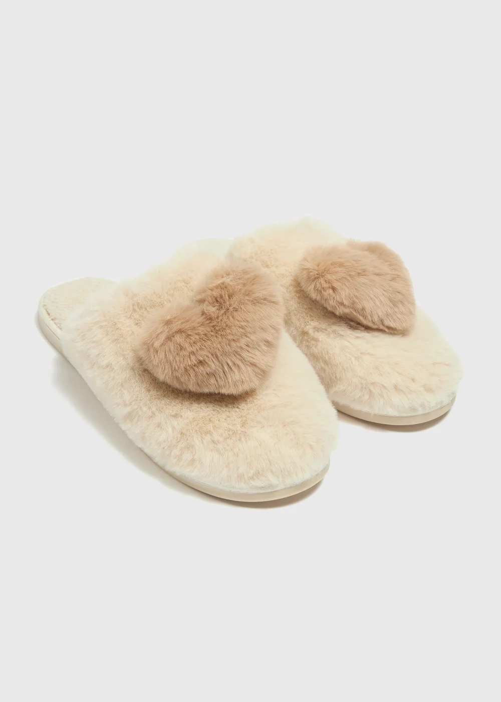Mink Heart Pom Mule Slippers - Small Image 1