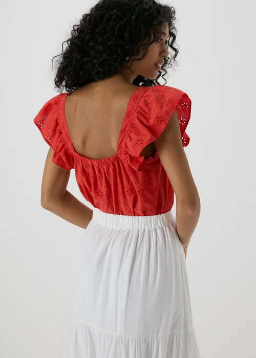 Red Broderie Ruffle Cami Top - 8 Image 2