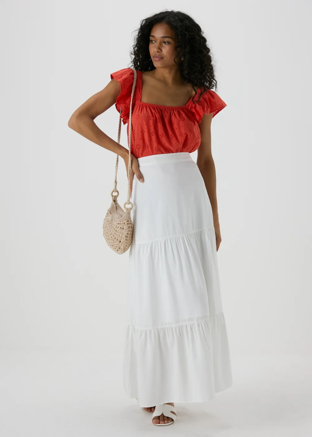 Red Broderie Ruffle Cami Top - 8 Image 4
